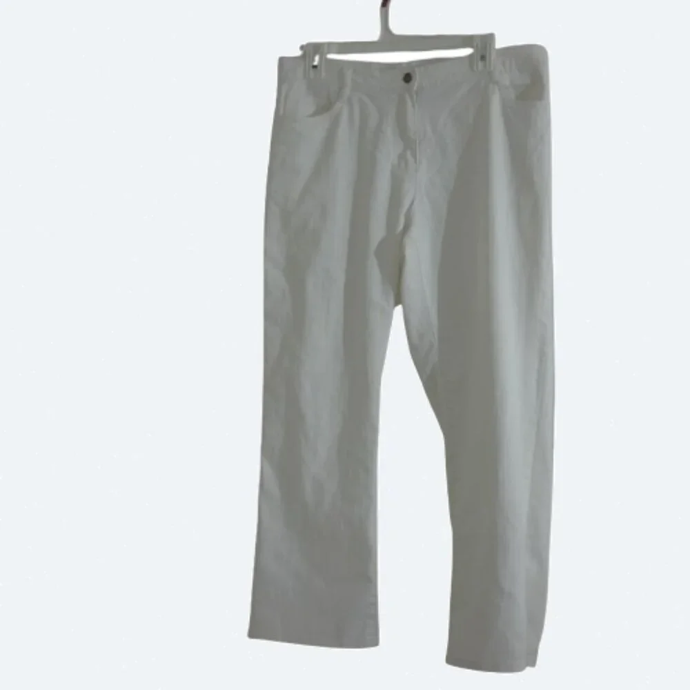 Billblass vintage White Ramie Blend Straight Leg Pants Size 10 - Picture 1 of 9
